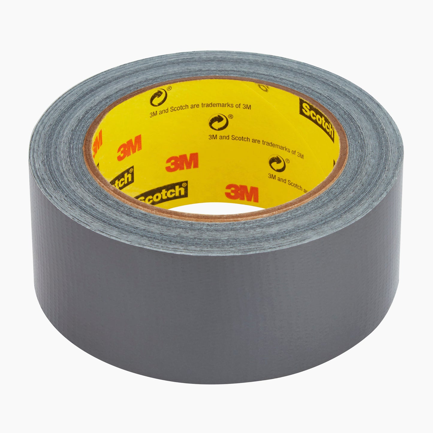 Eine Rolle Scotch® Extremium™ No Residue Hochleistungs-Gewebeklebeband (18,2 m x 48 mm) der 3M Deutschland GmbH mit einem gelben Innenetikett mit 3M- und Scotch-Logos ist auf weißem Hintergrund abgebildet.