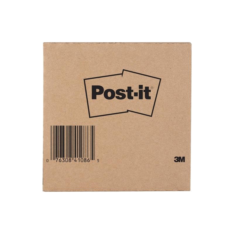 A brown cardboard box with Post-it and 3M logo and barcode on the front contains 12 blocks of Post-it® Transparent Notes with 36 sheets each (73 mm x 73 mm) from 3M Deutschland GmbH. White background.