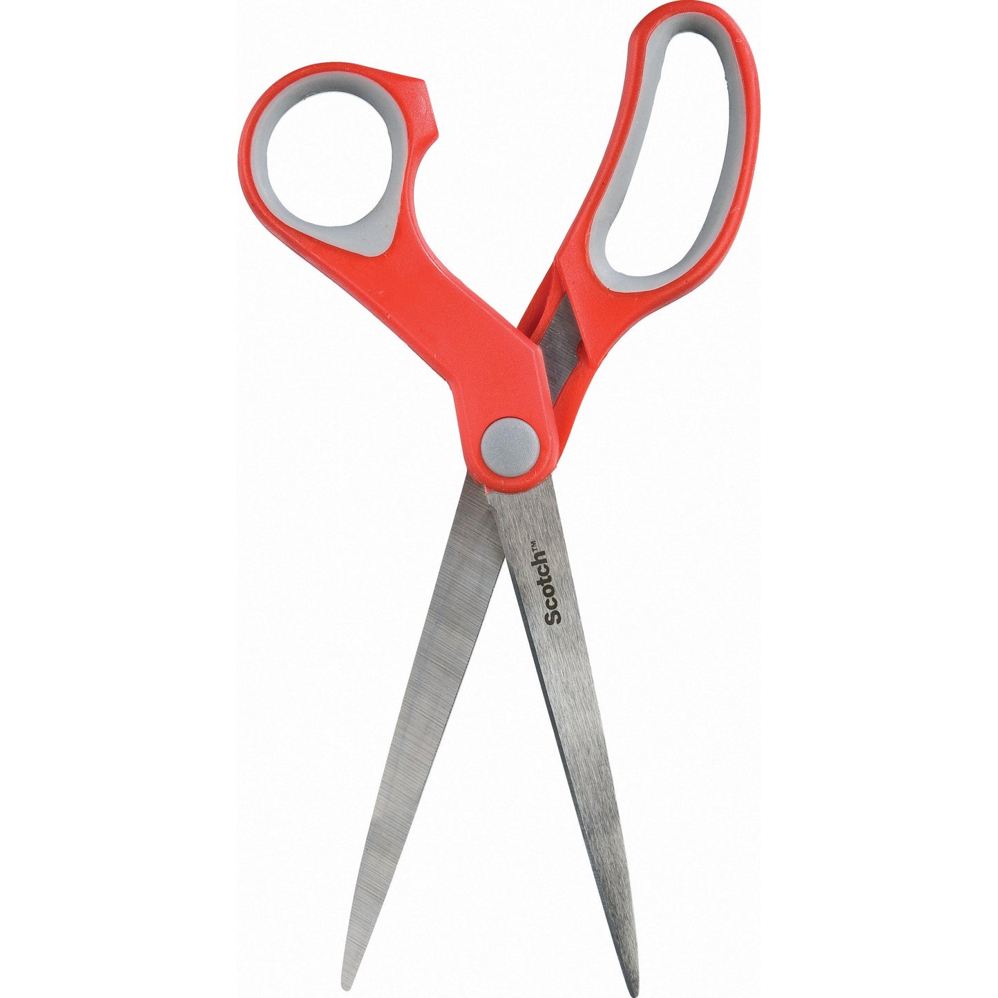 Pictured is a pair of Scotch™ Comfort Scissors, red by 3M Deutschland GmbH, with red plastic handles and partially open metal blades against a white background. "Scotch" is printed on one blade.