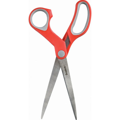 Pictured is a pair of Scotch™ Comfort Scissors, red by 3M Deutschland GmbH, with red plastic handles and partially open metal blades against a white background. "Scotch" is printed on one blade.