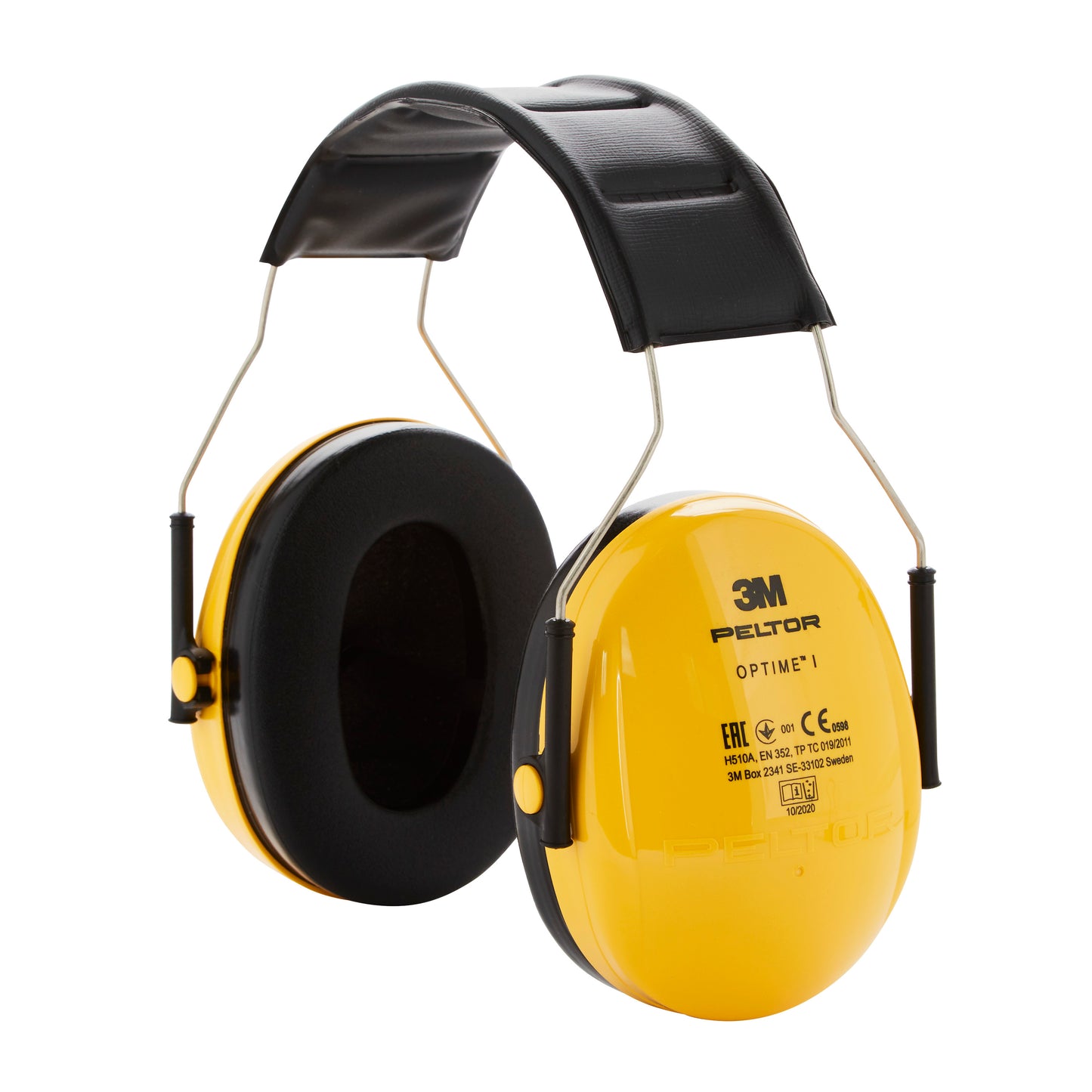 The 3M™ PELTOR™ Optime™ I Ear Muffs H510A in yellow offer an SNR of 27 dB and feature a padded headband with metal supports. 1 piece per package. Brand: 3M Deutschland GmbH.