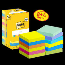 Post-it® Notes, Energetic Collection, 76mm x 76mm, Promotion, 90 Sheets/Pad, 8 Pads + 4 Free/Pack, Cardboard Packaging, 100% PEFC, SGSCH-PEFC-COC-110078 | Pack (12 pieces)