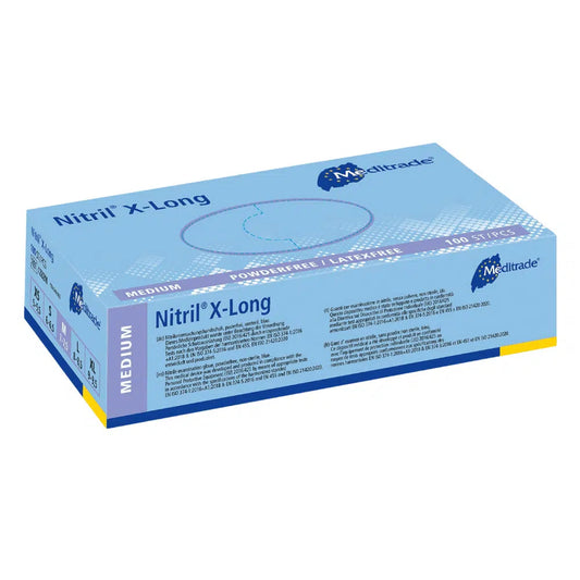 Meditrade Nitril® 3000 X-Long 100 pieces. Nitrile gloves extra long, blue